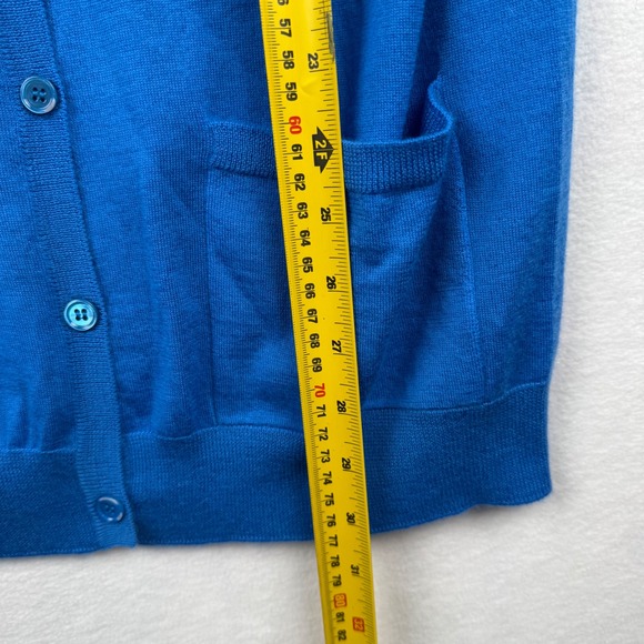 Eric Bompard Cashmere Cardigan Sweater Medium Blue V-Neck Long Sleeve Pockets - Picture 7 of 13